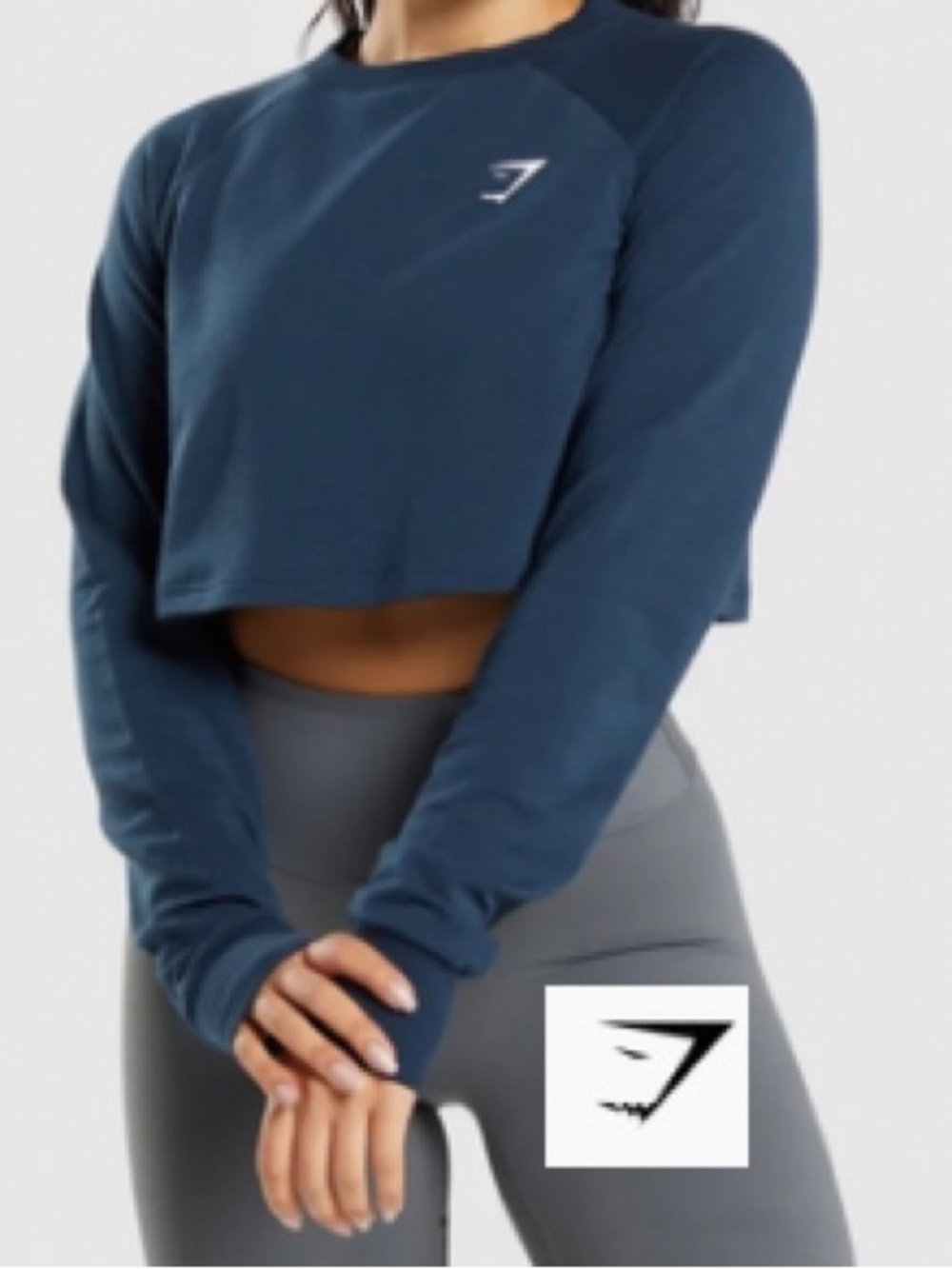 Gymshark Training Cropped Sweater Navy size Large